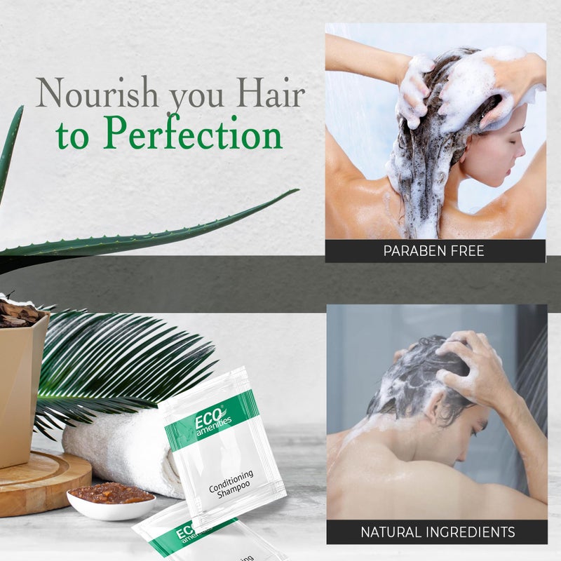 ECO Amenities ECO Sachet Individually Wrapped Toiletries, Travel Size Bulk Shampoo and Conditioner 2in1 10ml (100 pk) Mini Hotel Toiletries Conditioning Shampoo 2in1 | Travel size Toiletries - Image 4